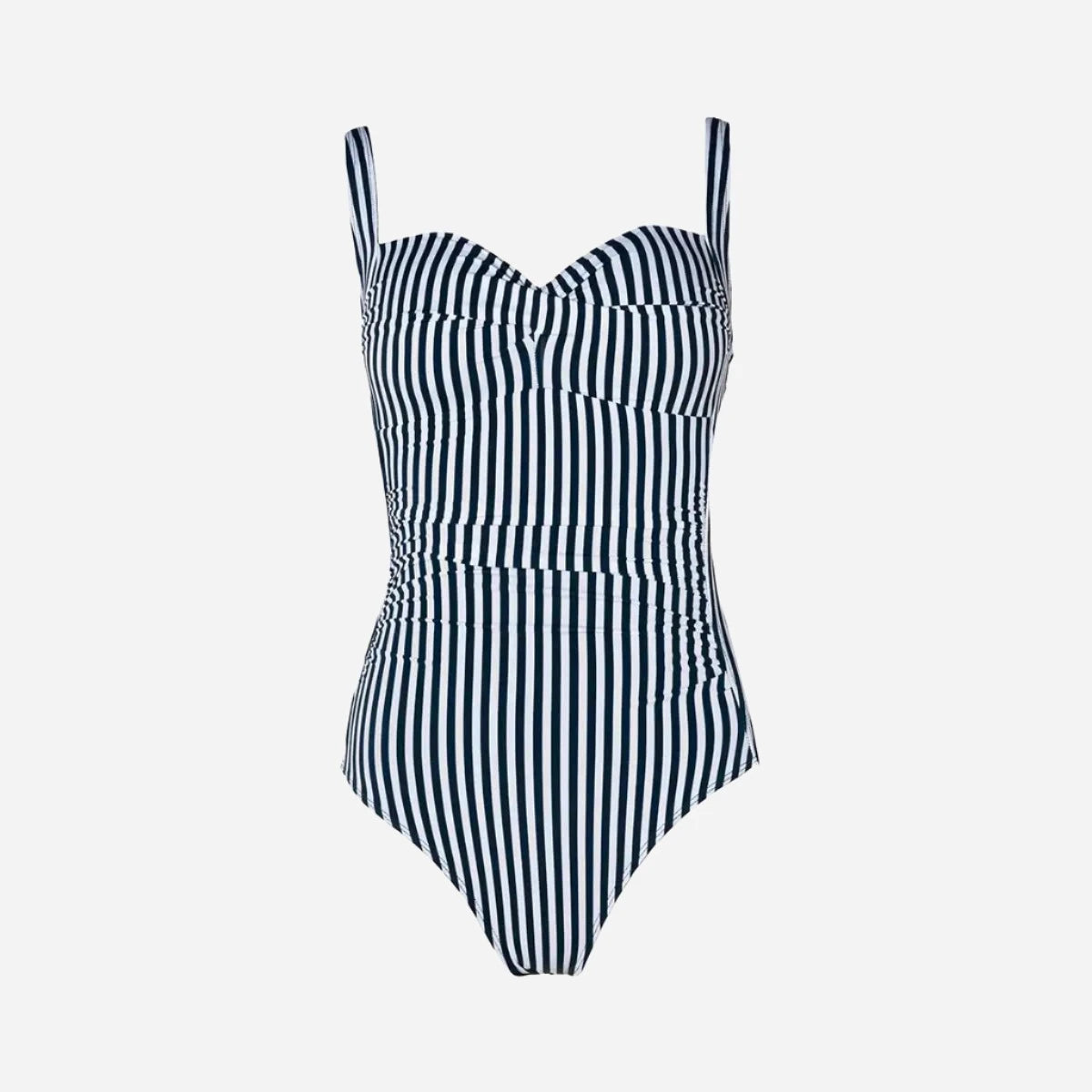 Navy and White Striped Thong One Piece Swimsuit with Lace Up Back -  Sunnyside Swimwear